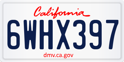 CA license plate 6WHX397