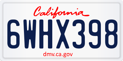 CA license plate 6WHX398