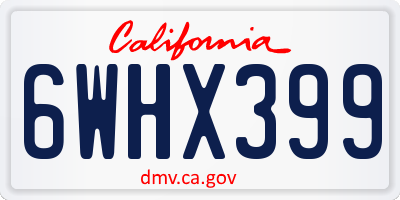 CA license plate 6WHX399