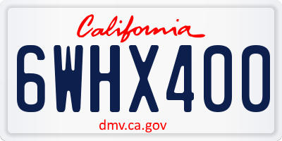 CA license plate 6WHX400