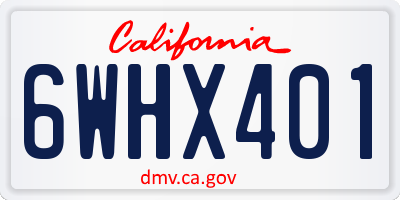 CA license plate 6WHX401