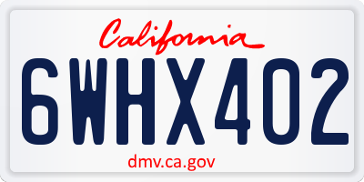 CA license plate 6WHX402