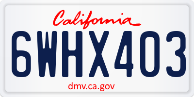 CA license plate 6WHX403