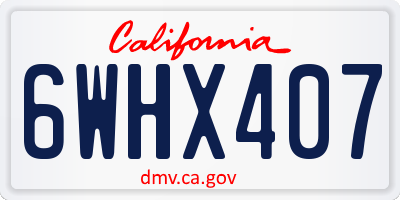 CA license plate 6WHX407