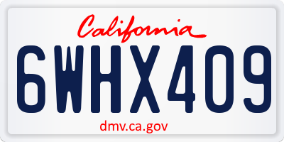 CA license plate 6WHX409