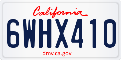CA license plate 6WHX410