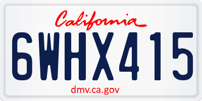 CA license plate 6WHX415