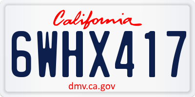 CA license plate 6WHX417