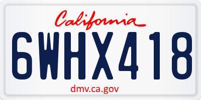 CA license plate 6WHX418