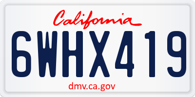 CA license plate 6WHX419