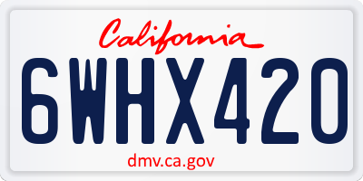 CA license plate 6WHX420