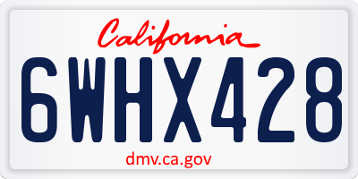 CA license plate 6WHX428