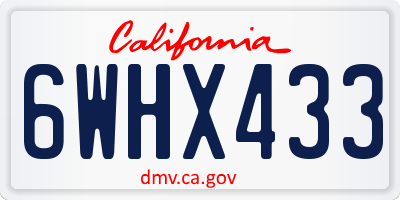 CA license plate 6WHX433