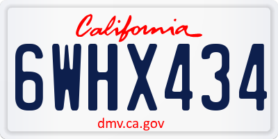 CA license plate 6WHX434