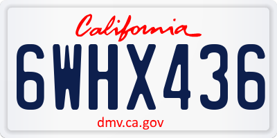 CA license plate 6WHX436