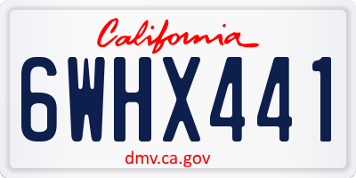 CA license plate 6WHX441
