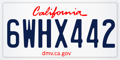 CA license plate 6WHX442