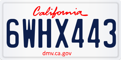 CA license plate 6WHX443