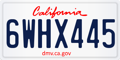 CA license plate 6WHX445