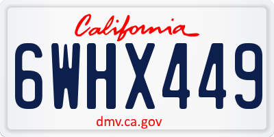 CA license plate 6WHX449