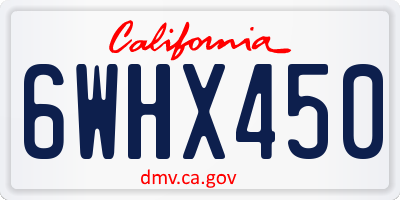 CA license plate 6WHX450