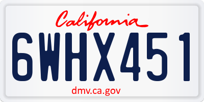 CA license plate 6WHX451
