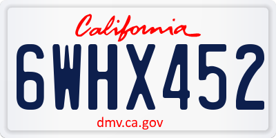 CA license plate 6WHX452