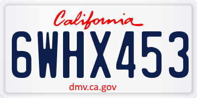 CA license plate 6WHX453