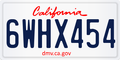 CA license plate 6WHX454