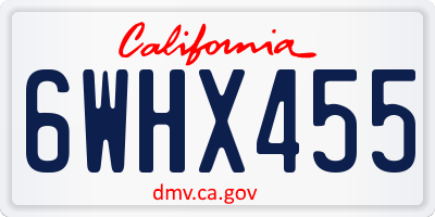 CA license plate 6WHX455