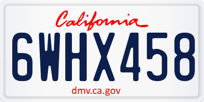 CA license plate 6WHX458