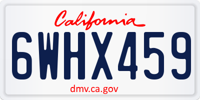 CA license plate 6WHX459