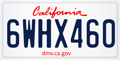 CA license plate 6WHX460