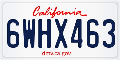 CA license plate 6WHX463