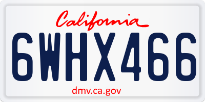 CA license plate 6WHX466