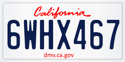 CA license plate 6WHX467