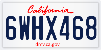 CA license plate 6WHX468