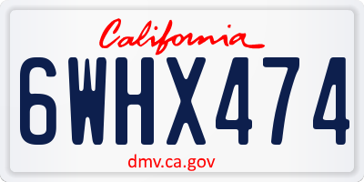 CA license plate 6WHX474