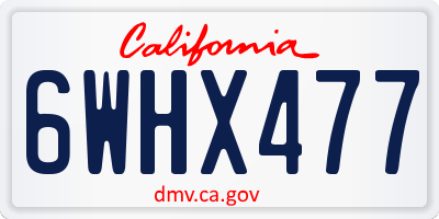 CA license plate 6WHX477