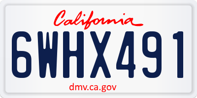 CA license plate 6WHX491