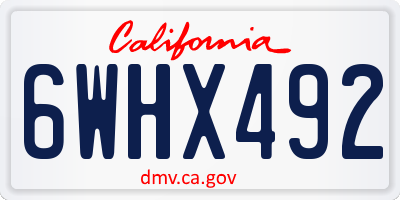 CA license plate 6WHX492