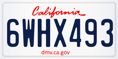 CA license plate 6WHX493