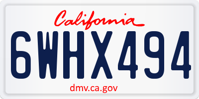 CA license plate 6WHX494