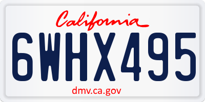CA license plate 6WHX495