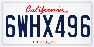 CA license plate 6WHX496