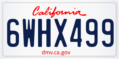 CA license plate 6WHX499