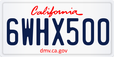CA license plate 6WHX500