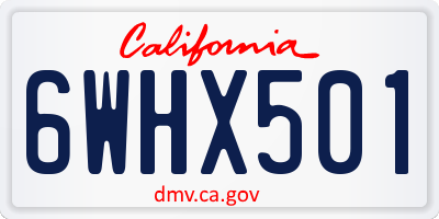 CA license plate 6WHX501