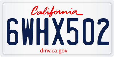 CA license plate 6WHX502
