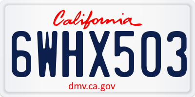CA license plate 6WHX503